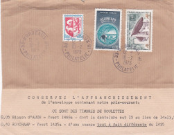 1973--Devant De Lettre Avec Timbres Roulettes Auch N° 1468a Et Ronchamp N°1435a....cachet  BORDEAUX 01 Philatélie - 1961-....