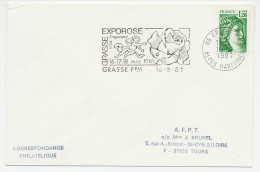 Cover / Postmark France 1981 Flower - Rose Exhibition - Autres & Non Classés