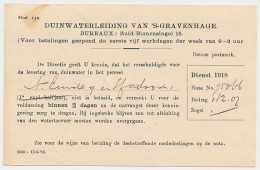 Briefkaart G. DW92-II-b - Duinwaterleiding S-Gravenhage 1918 - Entiers Postaux