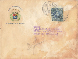 COVER ESTADOS UNIDOS DE VENEZUELA EL PRESIDENTE DE LA REPUBLICA STAMP PERFIN PERFORE NC CARACAS 27/1/1931 POUR MARSELLE - Venezuela