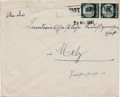 37291# HINDENBURG LOTHRINGEN LETTRE Obl METTINGEN 27 Mai 1941 METTING MOSELLE METZ - Covers & Documents