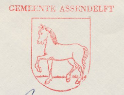 Meter Cover Netherlands 1963 Horse - Municipal Coat Of Arms Assendelft - Paardensport