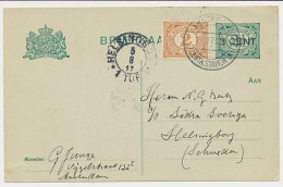 Briefkaart G. 96 A I / Bijfrankering Amsterdam - Zweden 1917 - Interi Postali