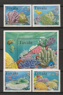 Tuvalu - 1998 - Coral - Yv 756/59 + Bl 64 - Vie Marine