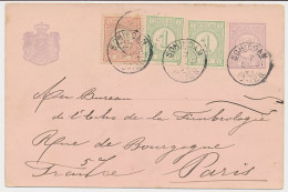 Briefkaart G. 23 / Bijfrankering Schiedam - Frankrijk 1891 - Entiers Postaux