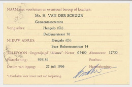 Verhuiskaart G. 33 Particulier Bedrukt Hengelo 1966 - Postwaardestukken