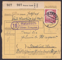 MiNr 192, EF, Paketkarte, Landpost "Hatzbach über Treysa" - Lettres & Documents