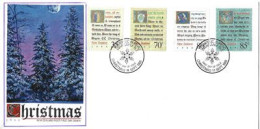 NOUVELLE-ZÉLANDE.CHANTS DE NOËL. CHRISTMAS CAROL .  FDC NOËL , Oblitérations Flocon De Neige 1988 - Navidad