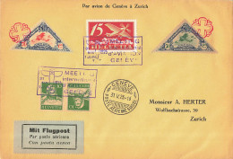 Enveloppe Par Vol GENEVE Pour ZURICH à L'Occasion Du Meeting D'Aviation De GENEVE 31 Mai 1925 + Vignettes - Venezuela