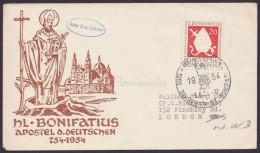 MiNr 199 "Bonifacius", EF "Drucksache", Nach London, Pass. Brief, ESSt. - 1948-1960