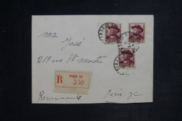 FRANCE - Mistral X 3 Sur Enveloppe En Recommandé De Paris Pour Paris En 1941  - L 152996 - 1921-1960: Modern Tijdperk