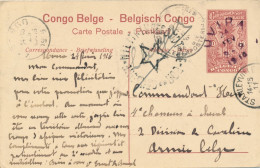 Congo Belge – Entier Illustré 43 Ill. 43 – UVIRA 24 Fev 1916 Vers Armée Belge - PMB 8.6.16 – Censure  - Army: Belgium