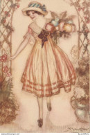 Illustration Signée Mauzan - La Jeune Fille Au Bouquet De Fleurs - 2 Scans - Mauzan, L.A.