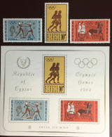 Cyprus 1964 Olympic Games Set & Minisheet MNH - Nuevos