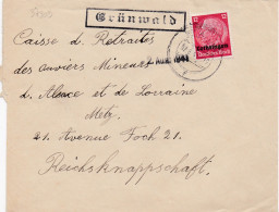 37309# HINDENBURG LOTHRINGEN LETTRE Obl GRÜNWALD ST AVOLD 2 Aout 1941 PORCELETTE MOSELLE METZ - Covers & Documents