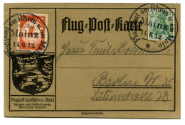 RC 27715 ALLEMAGNE 1912 FLUGPOST AM RHEIN AM MAIN POUR BERLIN CARTE DE POSTE AERIENNE - Lettres & Documents