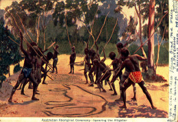 CPA  Australian Aboriginal Ceremony Spearing The Alligator  (animée) Adressée Delaumay 10 Quai De L'ecluse Amiens  A11 - Sonstige & Ohne Zuordnung