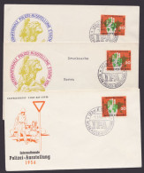 MiNr 240 "Polizeiausstellung", 1956, 3 Versch. Illustr. Briefe, Je ESSt. - 1948-1960