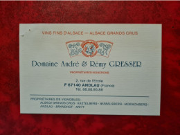 Carte De Visite ANDLAU VINS DOMAINE ANDRE ET REMY GRESSER - Visiting Cards