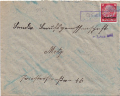 37314# HINDENBURG LOTHRINGEN LETTRE Obl STEINBIEDERSDORF 7 Aout 1941 PONTPIERRE MOSELLE METZ - Covers & Documents