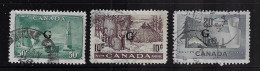 CANADA 1950  OFFICIAL STAMPS  SCOTT # O24,O26,O30  USED CV $5.90 - Opdrukken
