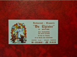 Carte De Visite COLMAR RESTAURANT DU THEATRE  G. MATTER - Visiting Cards