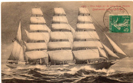 Bateaux Voilier Quatre-Mâts En Manche Toutes Voiles Dehors - Sailing Vessels