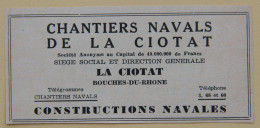 Publicité, Chantiers Navals De La Ciotat, 1950 - Publicités