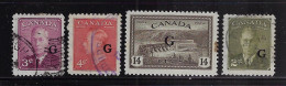 CANADA 1950  OFFICIAL STAMPS  SCOTT # O18,O19,O22,O28  USED CV $2.60 - Surchargés