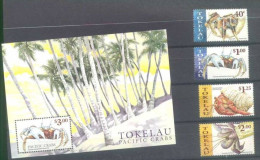 Tokelau - 1999 - Crabs - Yv 255/58 + Bl 27 - Schalentiere