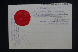 VIEUX PAPIER - Fragment D'un Document De La Chambre De Commerce De Londres, Enregistré à Tunis En 1914 - L 153008 - Colecciones