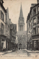 14 , Cpa CAEN , 140 , L'Eglise Saint Pierre Vue De La Rue Montoir Poissonnerie (04321.S2) - Caen