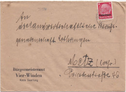 37320# HINDENBURG LOTHRINGEN LETTRE VIER WINDEN DANNE ET 4 VENTS Obl PFALZBURG 9 Déc 1941 MOSELLE SARREBOURG PHALSBOURG - Covers & Documents