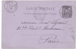 FRANCIA - INTERO POSTALE -VIAGGIATO - VIAGGIATO - 1890 - Sonstige & Ohne Zuordnung