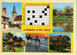 Basse-Normandie : La Normandie En Mots Croisés / Multivues / Chaumières / Chevaux / Vaches (voir Scan Recto/verso) - Basse-Normandie