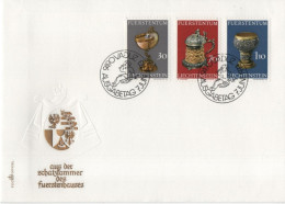 Liechtenstein 1973 FDC Prince's Collection Treasures 1st Series, Trinkgefäße Aus Der Schatzkammer, Fuerstentum - FDC