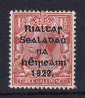 Ireland: 1922   KGV OVPT    SG32    1½d   Red-brown    MH - Ongebruikt