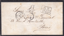 LSC De Sainte Marthe Colombie Pour Paris Par Londres Du 19 Avril 1865 Marque D'échange Taxe 8 - 1849-1876: Classic Period