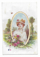 CPA Circulée En 1917 - Illustration D'un Portrait De Femme Dans Un Médaillon - L.V.Cie - Illustrateur Ellizin ? - Women