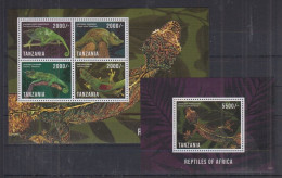 Tanzania - 2014 - Reptiles Of Africa - Yv 3812/15 + Bf 588 - Other & Unclassified