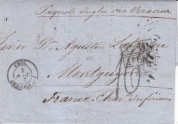 LAC De Mazatlan Mexique Pour Montguyon Charente Maritime Du 15 Avril 1857 Au Dos BPO Veracruz Et Londres - 1849-1876: Période Classique