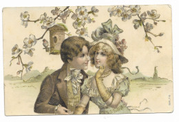 CPA Circulée En 1906 - Illustration D'un Couple D'amoureux - Dorure - Gaufrée - SER 713 - - Coppie