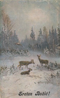 Deer Doe & Pheasant , Winter Landscape 1926 - Jagd