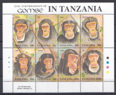 Tanzania - 1992 - Chimpanzees - Yv 1029/36 - Chimpancés