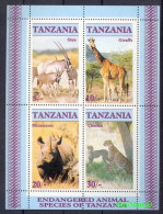 Tanzania - 1986 - Mammals: Orys, Giraffes, Rhinoceros, Big Cats - Yv Bf 47 - Autres & Non Classés