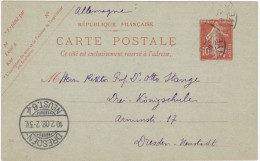 FRANCIA - INTERO POSTALE - VIAGGIATO - VIAGGIATO - 1908 - Altri & Non Classificati