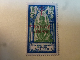Etablissements Français Dans L'Inde France Libre Surcharge 20 CA Neuf * Trace De Charnière - Unused Stamps