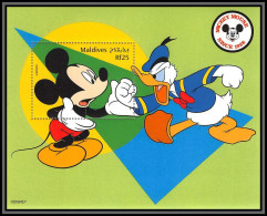 80247 Mi N°422 Maldives Mickey Mouse Since 1928 Donald Disney Bloc (BF) Neuf ** MNH 1999 - Disney