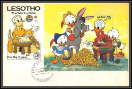 80238 Mi N°29 Disney Bloc (BF) Lesotho Donald And Castor Junior Fdc Cover The Wishing Table 1985 - Disney