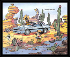 80155 Mi 156 Maldives Mickey Goofy Toyota Supra 1985 Cactus Voiture (Cars) Disney Bloc (BF) Neuf ** MNH 1989 - Disney